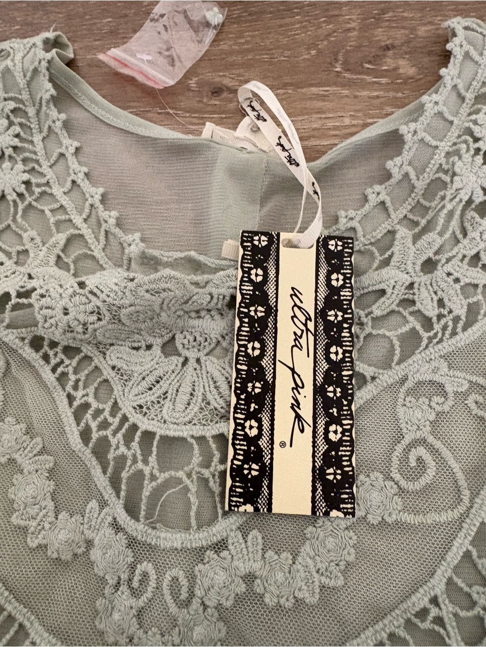 Ultra Pink Sage Green Lace-Trim Sleeveless Tunic - Picture 7 of 12